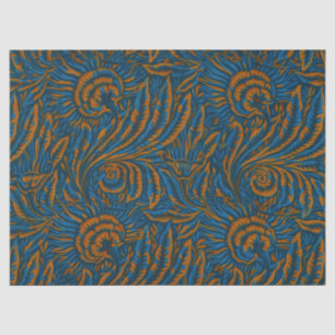 Teal William Morris Style Acanthus Leaf Botanical Tissue Paper