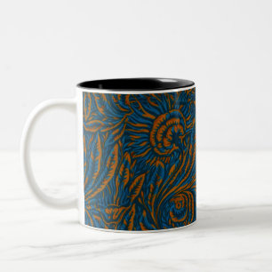 Teal William Morris Style Acanthus Leaf Botanical Two-Tone Coffee Mug