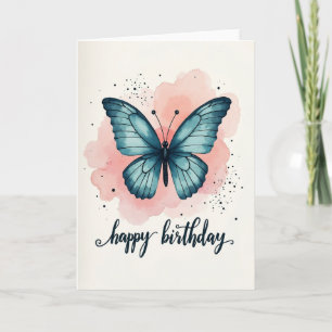 Teal Winged Birthday Card