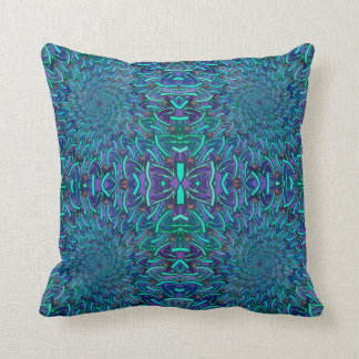 Teal wings reversible kaleidoscope cushion
