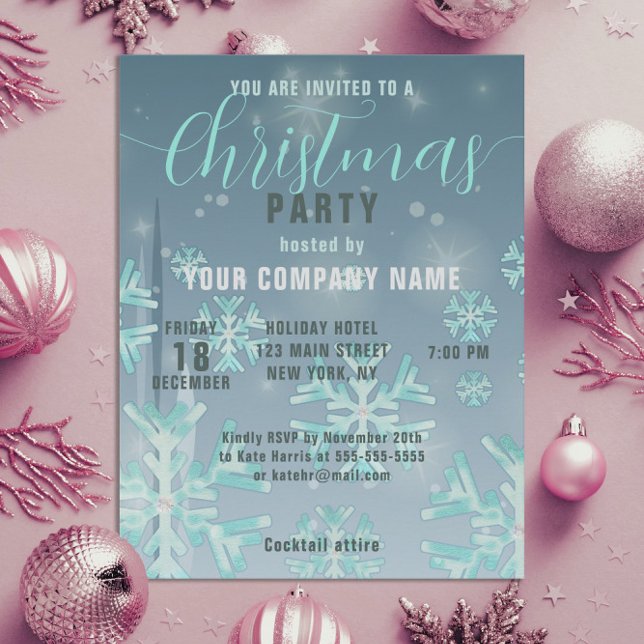 Teal Winter Christmas Corporate Party Invitation (Creator Uploaded)