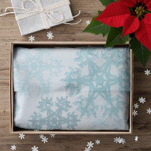 Teal Winter Ice Snowflake Pattern Tissue Paper