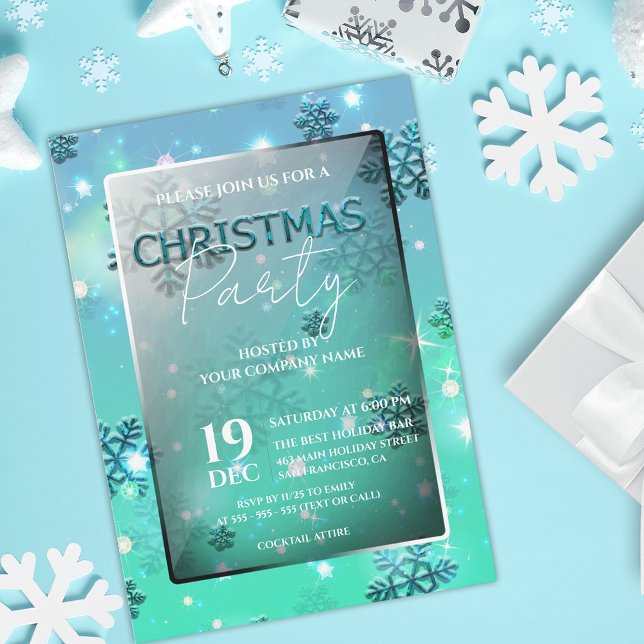 Teal Winter Wonderland Business Christmas Party Invitation (Creator Uploaded)
