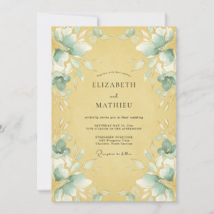 Teal Wisteria Romantic Wedding Invitation