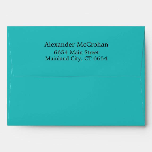 Teal with Black Return Address Mailing Envelope (Back (Top Flap))