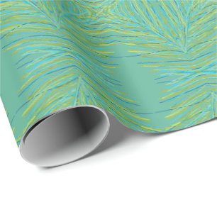 Teal With Blue and Lime Green Wrapping Paper