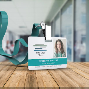 Teal with Logo & Photo Employee ID Badge