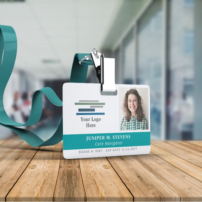 Teal with Logo & Photo Employee ID Badge (Creator Uploaded)
