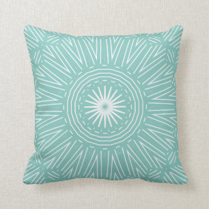 Teal with White Geometric Throw Pillow