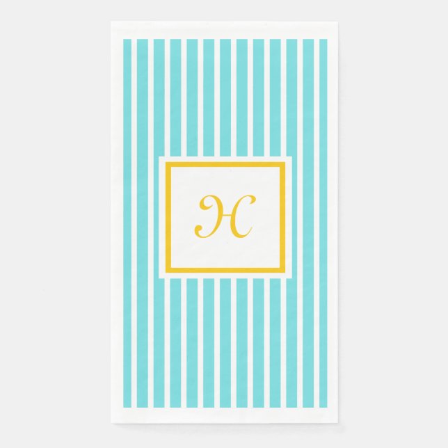 Teal with White Stripes  Napkin (Front)