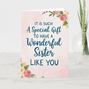 Teal Wonderful Sister Love Card