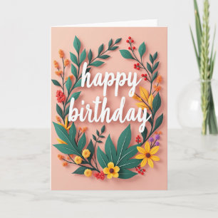 Teal Wreath Birthday Card
