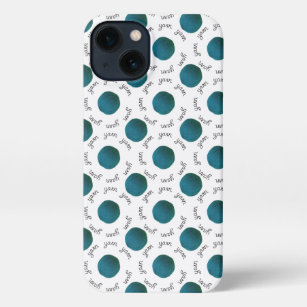 Teal Yarn Balls & Text Pattern Crafts iPhone 13 Case