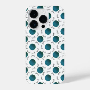 Teal Yarn Balls & Text Pattern Crafts iPhone 14 Pro Case