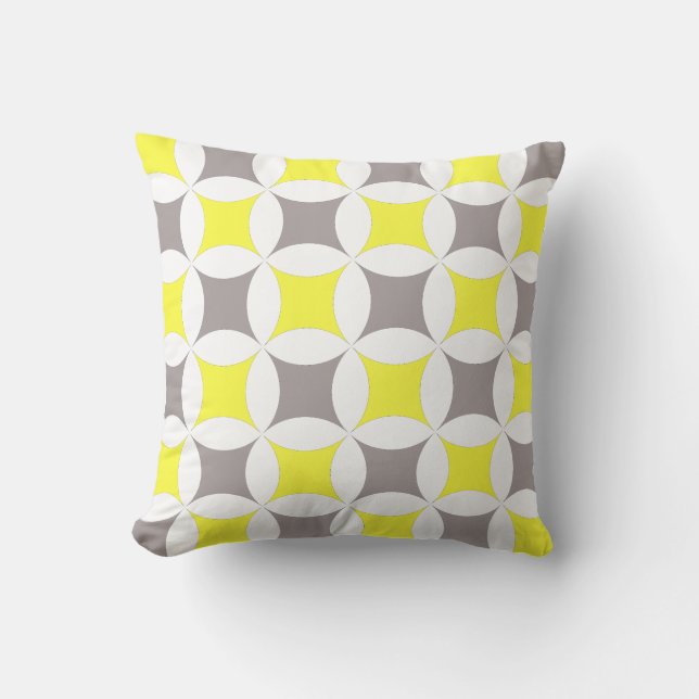 Teal yellow an Grey Pattern Decorative Pillow (Front)
