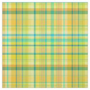 Teal Yellow Aqua Preppy Madras Style Plaid Sz6#4 Fabric