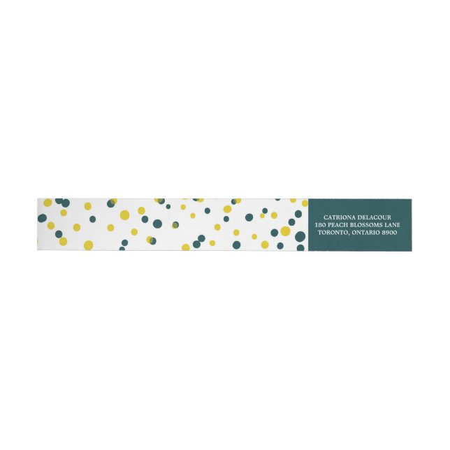Teal & Yellow Confetti Dots Modern Wrap Around Label (Individual)