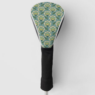 Teal & Yellow Floral Pattern Golf Head Cover
