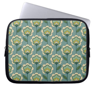 Teal & Yellow Floral Pattern Laptop Sleeve