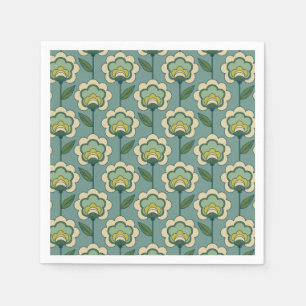 Teal & Yellow Floral Pattern Napkin
