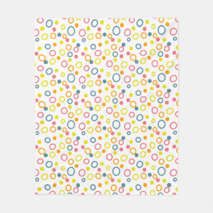 Teal Yellow Pink Orange Circles Dots Fleece Blanket