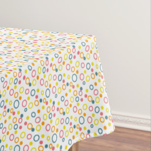 Teal Yellow Pink Orange Circles Dots Tablecloth
