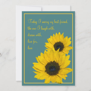 Teal Yellow Sunflower Wedding Invitation