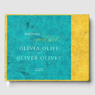 Teal Yellow Wedding Guest Book