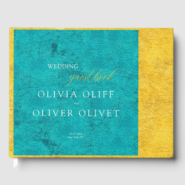 Teal Yellow Wedding  Guest Book (Front)