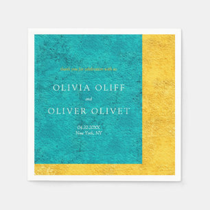 Teal Yellow Wedding Napkin