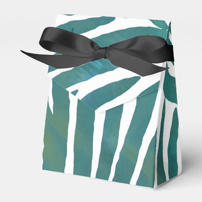 Teal Zebra Print Favour Box (Front Side)