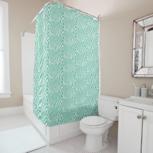 TEAL ZEBRA STRIPE SHOWER CURTAIN