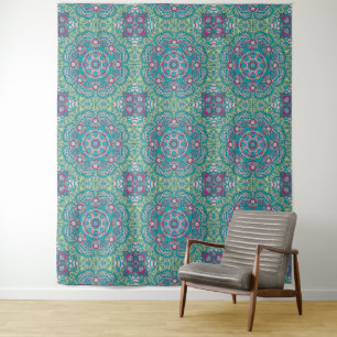 Teals And Purples Mandala  Tapestry