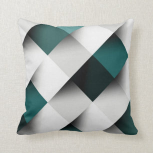Teals/Grey Geometric Pattern Cushion