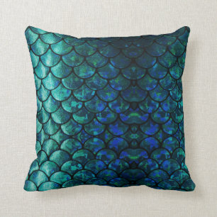 Teals & Ocean Blues on Mermaid Design Cushion
