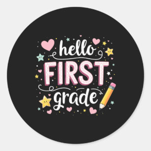 Team 1st Grade Back To School Outfit 1  Classic Round Sticker