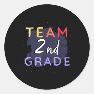 Team 2nd Grade _ Colourful Student Teacher Back To Classic Round Sticker