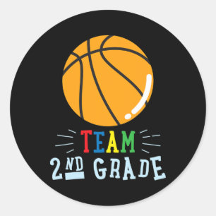 Team 2nd Grade Sketll Matching Ck To School Boy Gi Classic Round Sticker