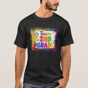 Team 2Nd Grade Teacher Student Kids Leopard Back T T-Shirt