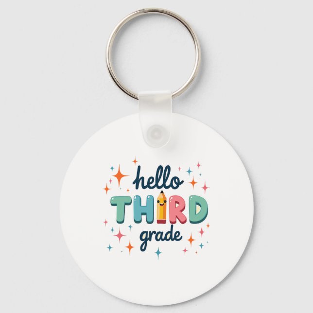 Team 3rd Grade Back To School Year Apparel  Key Ring (Front)