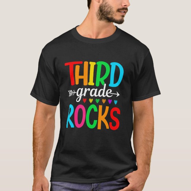 Team 3rd Grade Hello Third Grade Rocks Back To Sch T-Shirt (Front)