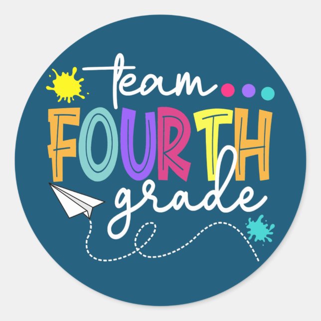 Team 4th Fourth Grade Teacher Student Back To Classic Round Sticker (Front)
