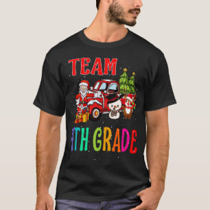 Team 4Th Grade Santa And Reindeer Christmas T-Shirt