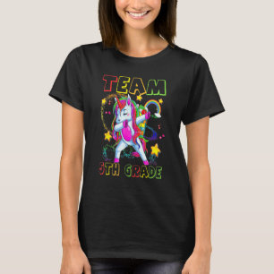 Team 5th Grade Dabbing Unicorn Teacher Kids Back T T-Shirt