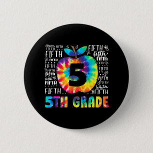 Team 5th Grade Typography Tie Dye Back To School T 6 Cm Round Badge