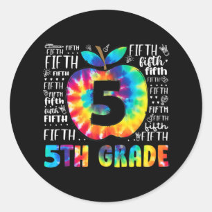 Team 5th Grade Typography Tie Dye Back To School T Classic Round Sticker