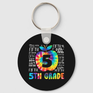 Team 5th Grade Typography Tie Dye Back To School T Key Ring