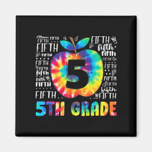 Team 5th Grade Typography Tie Dye Back To School T Magnet