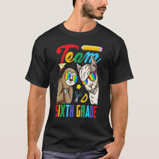 Team 6th Grade Sloth With Llama First Day Of Schoo T-Shirt