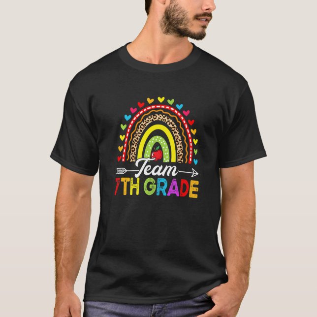 Team 7th Grade Leopard Rainbow Back To School T-Shirt (Front)
